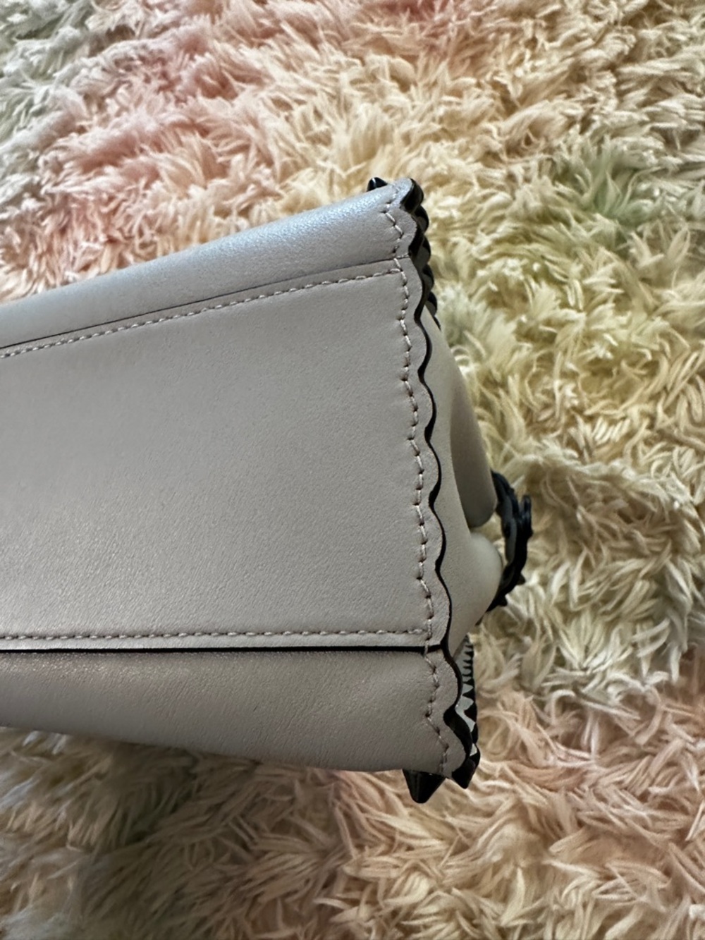 Fendi Peekaboo Mini Light Blue Studded Leather Two-Way Top Handle Bag - Picture 8 of 16